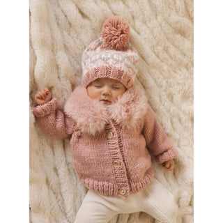 Fur Collar Rosy Cardigan Sweater for Baby and Toddlers