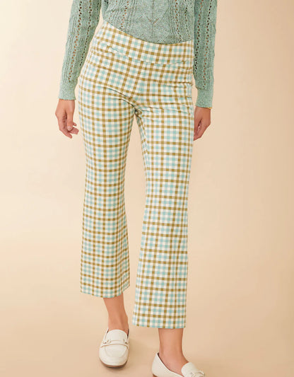 Maren Kick Flare Pant Mystic Moss Check