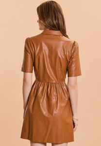 Vegan Leather Pecan Dress