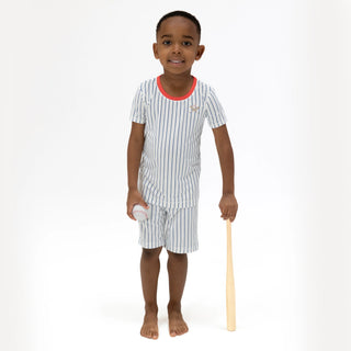 Baseball Stripe Loungewear Short Set