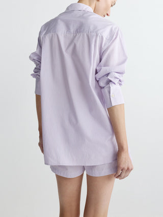 Faye Oversized Poplin Shirt Lilac Stripe