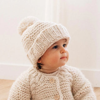 Natural Garter Stitch Beanie Hat