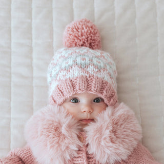 Fairisle Rosy Beanie Hat