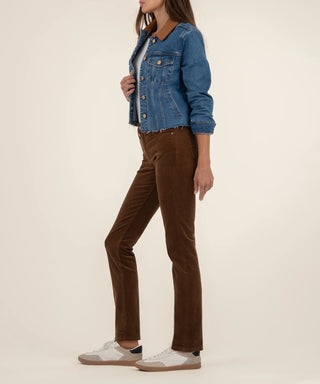 Kerry Cropped Jacket Raw Hem Contrast Collar