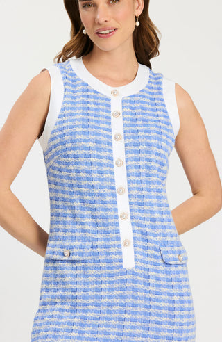 Kirk Knit Dress White/Vista Blue