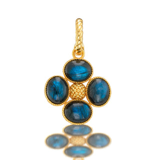 Berry Clover Double Sided Pendant Blue Labradorite