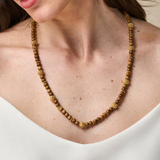 Berry Single Strand Petite Beads Necklace 24” Teak