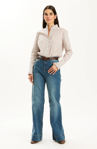 Peggy Ruffle Stripe Bison