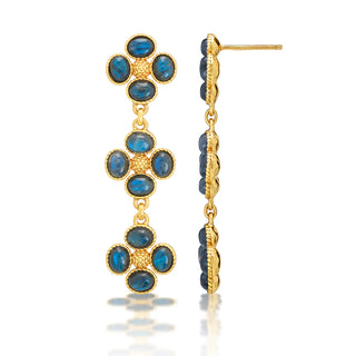 Berry Clover Linear Earrings Blue Labradorite