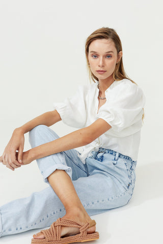 Bubble Linen Crop Top