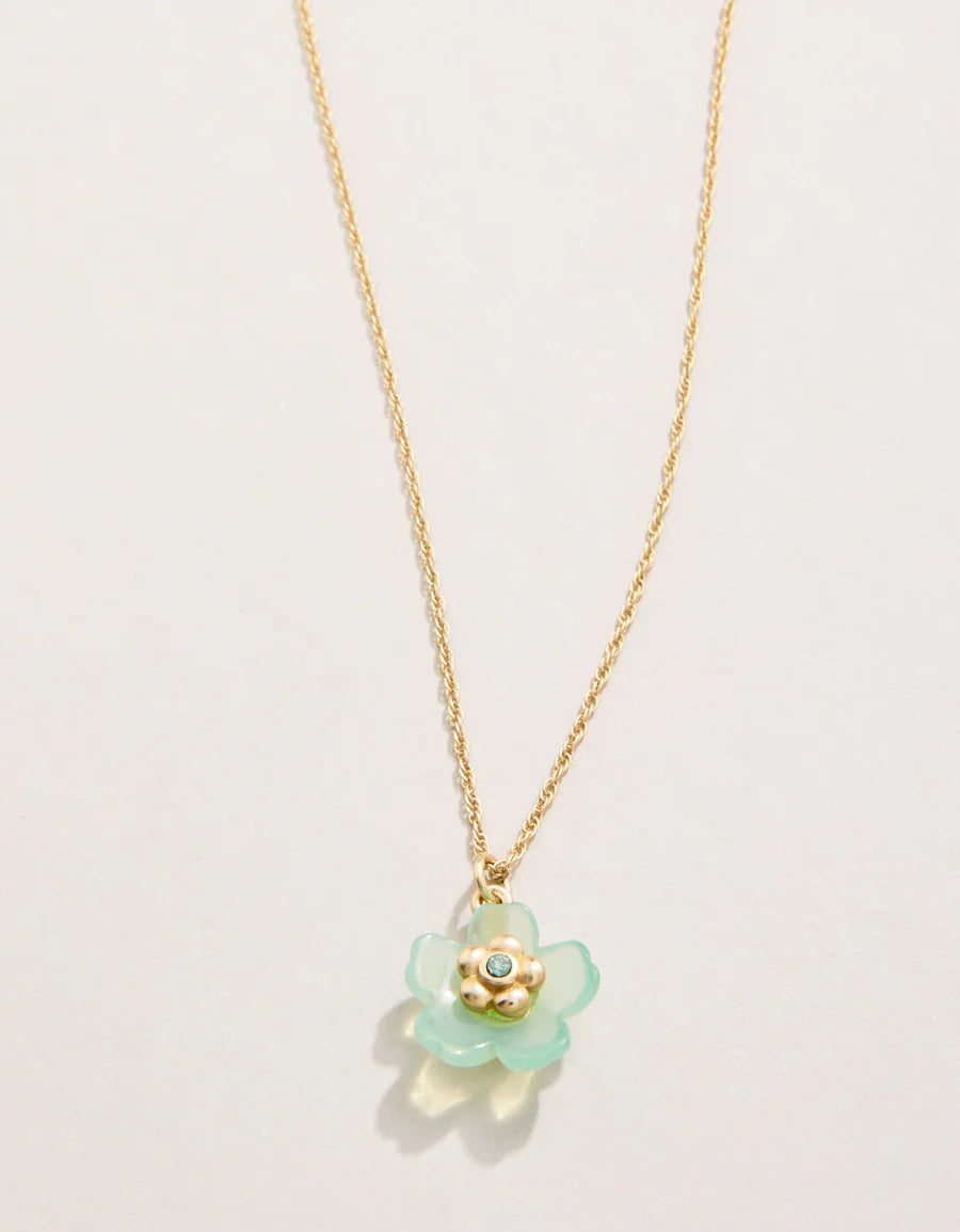 Yarrow Flower Necklace 18” Seafoam