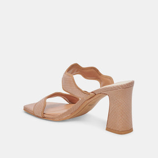 Ilva Toffee Embossed Leather Heel