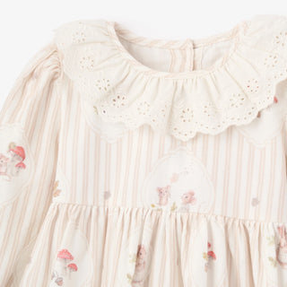Magical Mouse Pin Cord Dress W/Eyelet Lace Collar and Bloomer