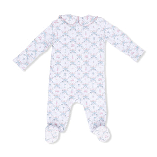 Golf Trellis Pink Smocked Peter Pan Snap Footie