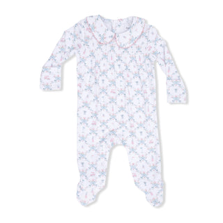 Golf Trellis Pink Smocked Peter Pan Snap Footie