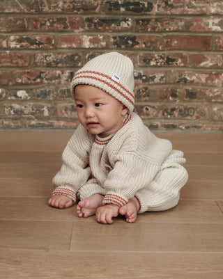 Boxy Sweater Chunky Tennis Ecru Terracotta