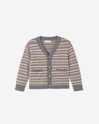 Wynn Cardigan Multi-Stripe Dusty Blue