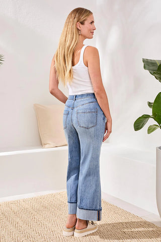 Brooke Cuffed Palazzo Jeans Pebbleblue