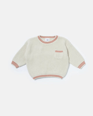 Boxy Sweater Chunky Tennis Ecru Terracotta