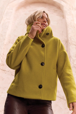Soft Structured Funnel Neck Jacket Button Front Jacket EquinoxGold
