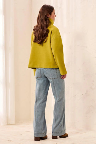 Soft Structured Funnel Neck Jacket Button Front Jacket EquinoxGold