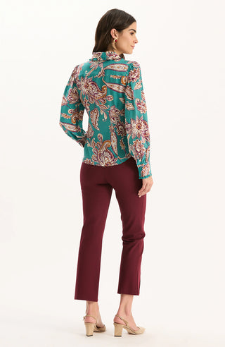 Vivian Silk Teal Paisley Blouse
