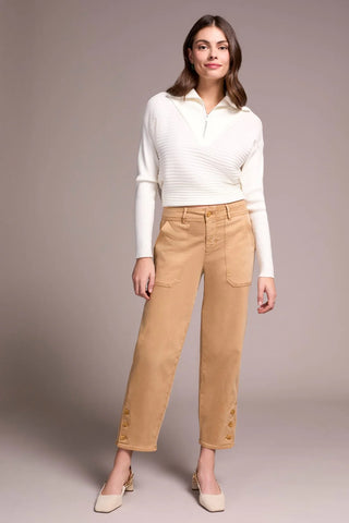 Fly Front Ankle Pant W/Button Stretch Twill Ice Latte