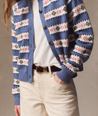 Fiorella Fair Isle Cardigan French Blue