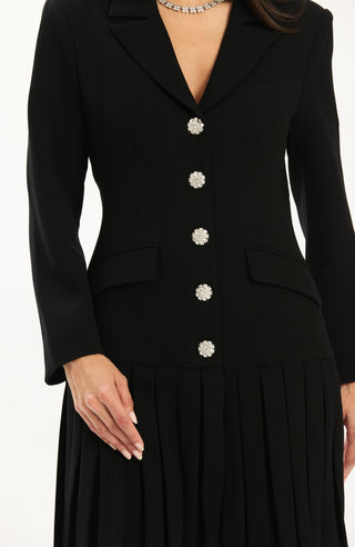 Kelly Crystal Button Dress Black