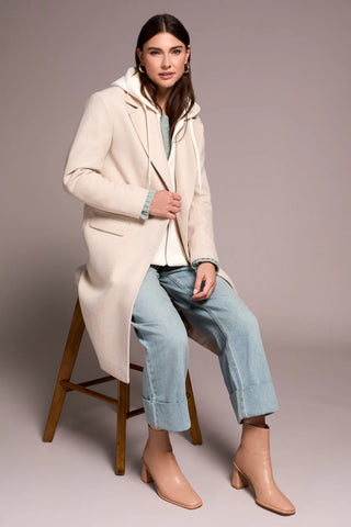 Car Coat W/Fooler Hoodie Oatmeal