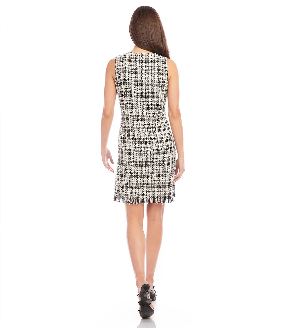 Tweed Shift Dress Black & Cream