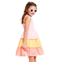 Load image into Gallery viewer, Gingham Three-Tier Dress | Multicolor Neon
