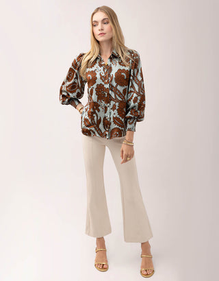 Aliya Silk Blouse Tabby Vine Sea Foam