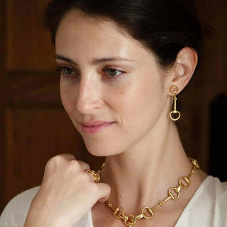 Equestrian Snaffle Bit Earrings Gold