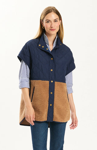 Cassidy Quilted Shearling Vest Iced Coffee