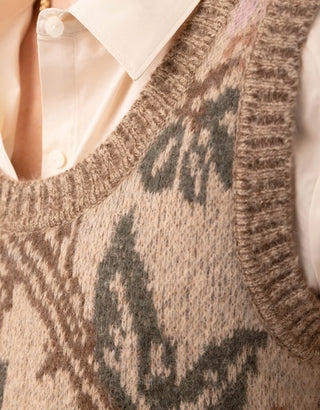 Noella Jacquard Vest Japonica Floral Cream