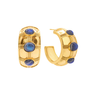 Cleopatra Bold Hoop Earrings Blue Labradorite