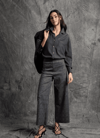 Denver Hi Waist Wide Leg Ponte Pant Glen Plaid