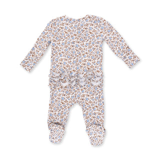Hazel Floral 2 Way Ruffle Back Zipper Footie