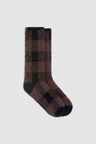 CozyChic Buffalo Plaid Socks Umber Multi