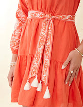 Load image into Gallery viewer, Sunita Linen Dress Callawassie Coral Embroidery
