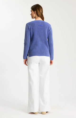Mineral Wash V-Neck Sweater Bluing
