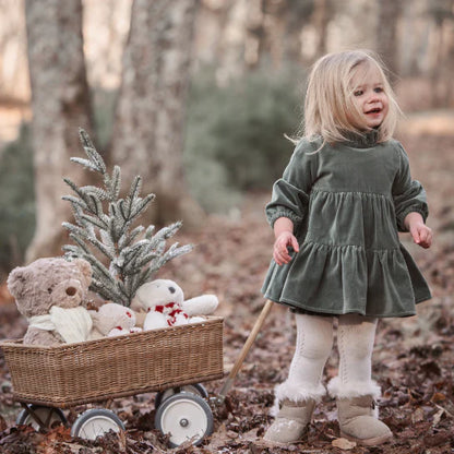 Velveteen Ruffle Collar Dress