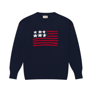 Riley Crewneck Sweater American Flag Navy
