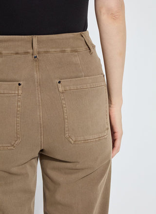 Erin Hi Waist Wide Leg Denim Antique Wash Smoked Olive
