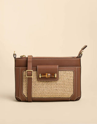 Straw Lane Phone Crossbody Natural/Brown