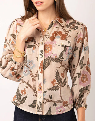 Claudette Blouse Japonica Floral Cream