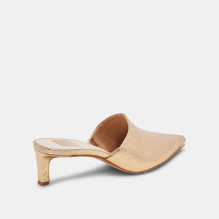 Lexy Heels Gold Distressed Leather
