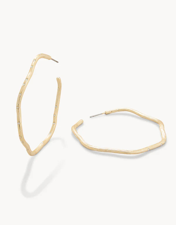 Sand Bar Wave Hoop 50mm Earrings White Opal