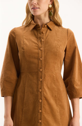 Beth Pinwale Cord Midi Brown